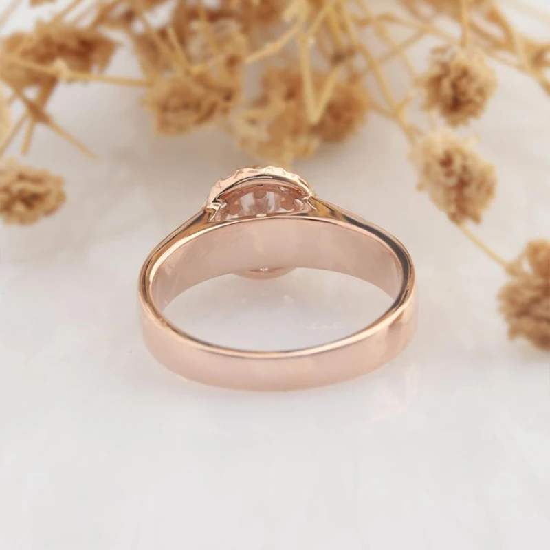 Veryins 14K 585 Rose Gold Anniversary Promise Ring Center 0.5ct DEF Color Moissanite Halo Engagement Ring for Women Wedding Gift Veryins 14K 585 Rose Gold Anniversary Promise Ring Center 0.5ct DEF Color Moissanite Halo Engagement Ring for Women Wedding Gift