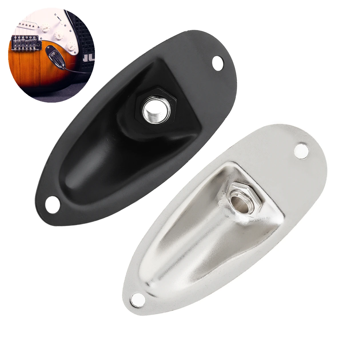 

Electric Guitar Pickup Boat Style Output Jack Plate Socket Accessories for FD Strat Electric Guitars Silver / Black Optional