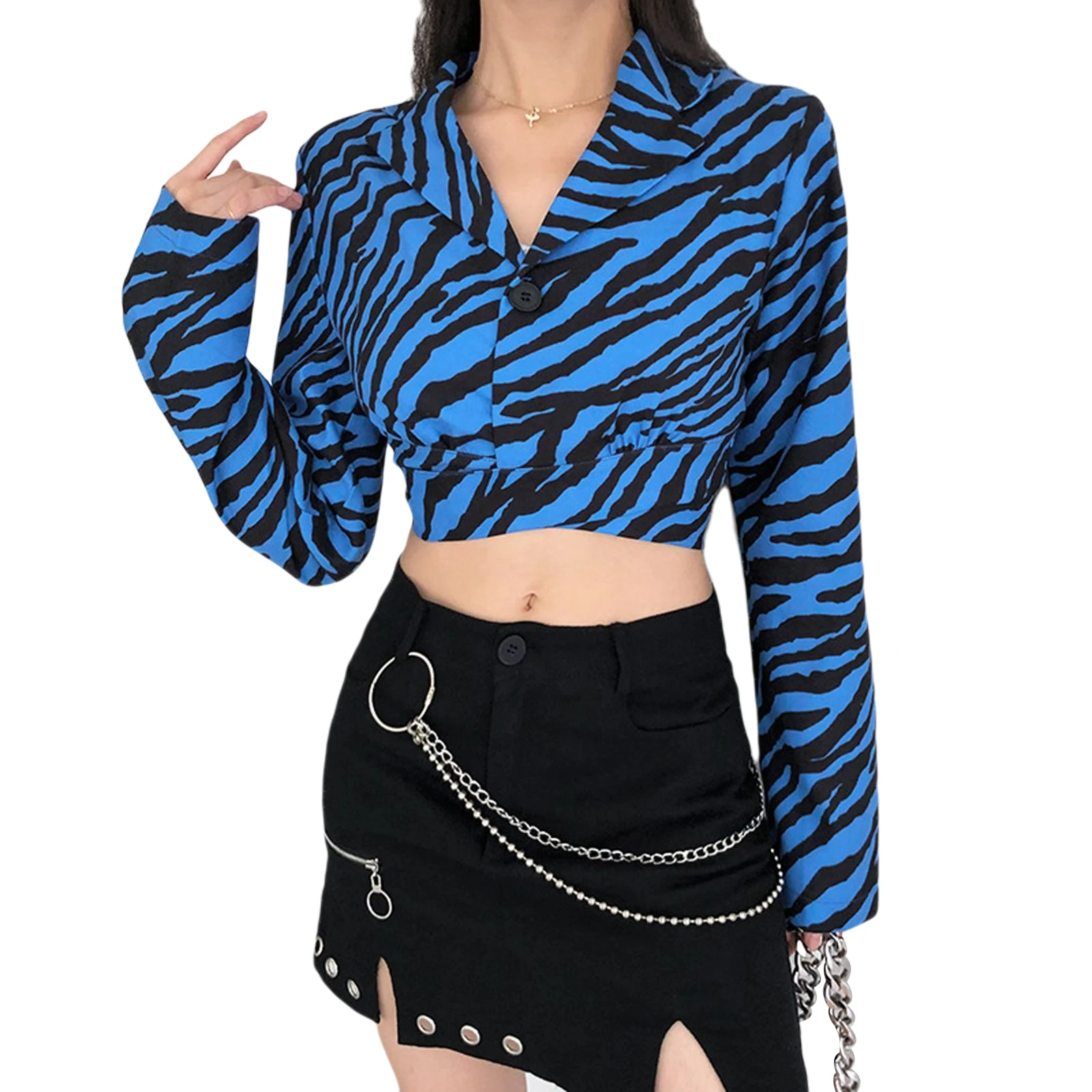PD Blazers Women’s Casual Long-sleeved Tops Personality Zebra Pattern Button Suit Collar Bandage Exposed Navel Top
PD Blazers Women’s Casual Long-sleeved Tops Personality Zebra Pattern Button Suit Collar Bandage Exposed Navel Top