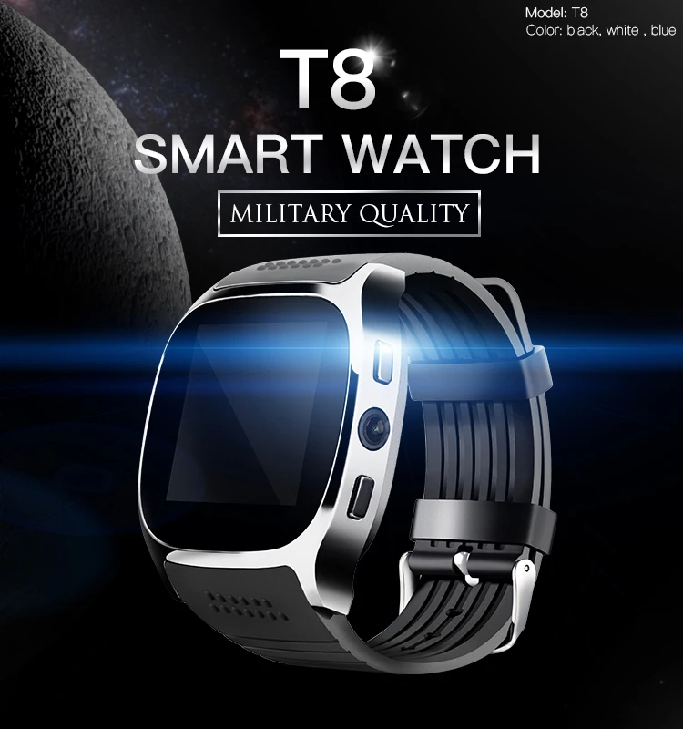 Smart Watch T8 Bluetooth Clock Support Camera Music Player SIM TF Card Push Message Connectivity HuaWei Xiaomi All Android Phone
Smart Watch T8 Bluetooth Clock Support Camera Music Player SIM TF Card Push Message Connectivity HuaWei Xiaomi All Android Phone