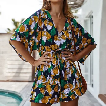 Loose Bohemian Women Summer Playsuit V-Neck Holiday Beach Short Sleeve Loose Rompers
Loose Bohemian Women Summer Playsuit V-Neck Holiday Beach Short Sleeve Loose Rompers