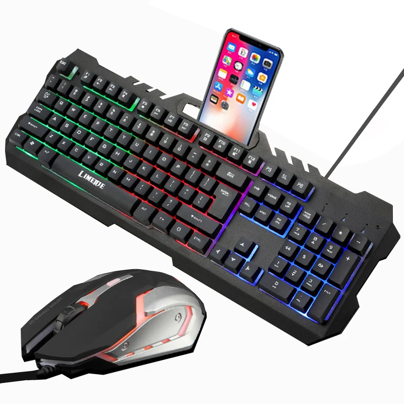 Gaming keyboard Mouse Combos LED Backlit USB Wired Mechanical Keyboard Mouse Set with Phone Holder for PC Computer Gamer
Gaming keyboard Mouse Combos LED Backlit USB Wired Mechanical Keyboard Mouse Set with Phone Holder for PC Computer Gamer