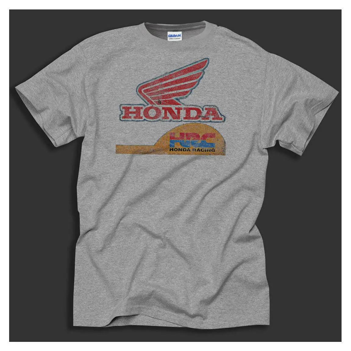 Honda Racing Retro Track Team Classic Distressed Print Sport Grey T-Shirt 
Honda Racing Retro Track Team Classic Distressed Print Sport Grey T-Shirt