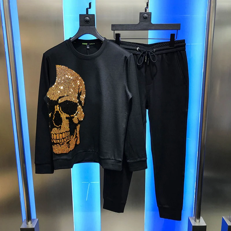 Male Popular Hip-Hop Streetwear Skull Hot Diamond Shiny Men's Sets Tracksuit Hoodie + Pants/Fleece Outdoor Sweatshirt
Male Popular Hip-Hop Streetwear Skull Hot Diamond Shiny Men's Sets Tracksuit Hoodie + Pants/Fleece Outdoor Sweatshirt