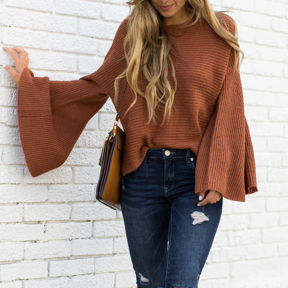 Fashion Slim Femme Elasticity Pullovers Womens Plus Size Long Sleeve Fashion Knitting Tops Flare Sleeve Sweater Blouse
Fashion Slim Femme Elasticity Pullovers Womens Plus Size Long Sleeve Fashion Knitting Tops Flare Sleeve Sweater Blouse