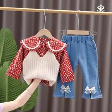 Cute Baby Girl Clothes Set Autumn Sweet Doll Collar Long Sleeve Outfits Sweater Vest Floral Puff Sleeve Top Infant Girls 3PCS
Cute Baby Girl Clothes Set Autumn Sweet Doll Collar Long Sleeve Outfits Sweater Vest Floral Puff Sleeve Top Infant Girls 3PCS