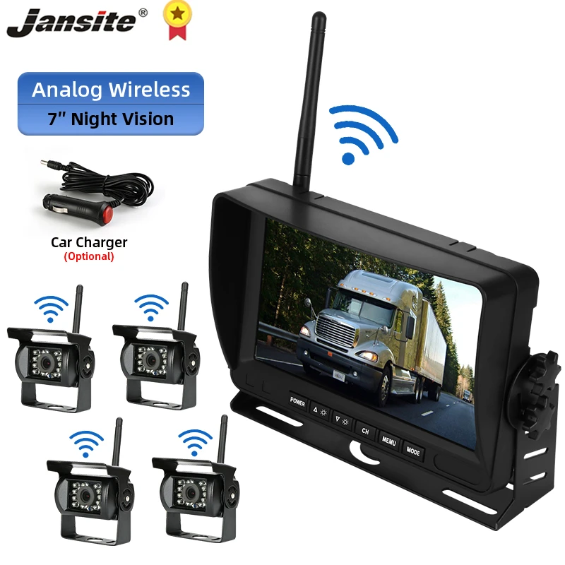 Jansite Wireless 7 inch Car Reverse Reversing Backup Rear View Camera for Trucks Bus Excavator Caravan RV Trailer with Monitor
Jansite Wireless 7 inch Car Reverse Reversing Backup Rear View Camera for Trucks Bus Excavator Caravan RV Trailer with Monitor