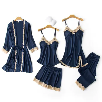 Five-Piece Sexy Pajamas Women Autumn Split Sling Imitation Ribbon Chest Pad Home Service
Five-Piece Sexy Pajamas Women Autumn Split Sling Imitation Ribbon Chest Pad Home Service