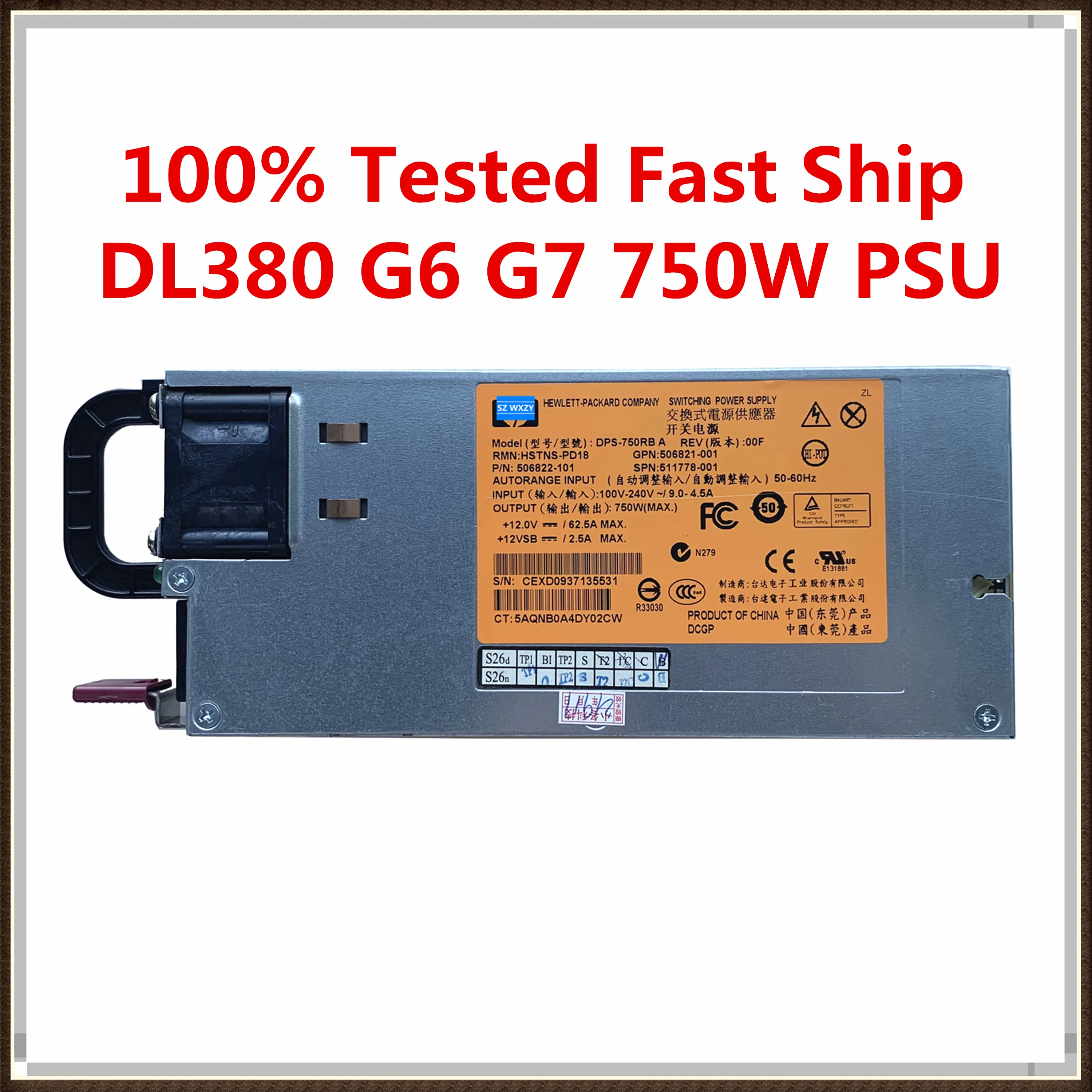 Фото Для HP DL380 G6 G7 750 Вт серверный блок питания DPS-750RB A 506822-101 506821-001 511778-001 Майнер PSU 100%