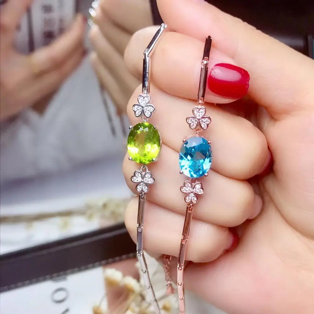 fashion grace chain Flower geometry Natural blue topaz Bracelet Natural peridot Bracelet S925 silver women party gift Jewelery
fashion grace chain Flower geometry Natural blue topaz Bracelet Natural peridot Bracelet S925 silver women party gift Jewelery