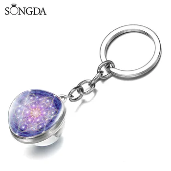 Romantic Metatron Cube Geometry Flower Keychain Charms Magic Hexagram Star Chain Double Sided Glass Dome Key Ring Jewelry
Romantic Metatron Cube Geometry Flower Keychain Charms Magic Hexagram Star Chain Double Sided Glass Dome Key Ring Jewelry