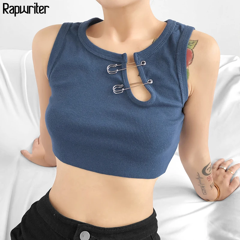 Cothic Pins Knitted Ribbed Tank Top Women 2020 Summer Sleeveless Sexy Hollow Out Cropped Y2K Top Party Club Camisole Vest Femme
Cothic Pins Knitted Ribbed Tank Top Women 2020 Summer Sleeveless Sexy Hollow Out Cropped Y2K Top Party Club Camisole Vest Femme
