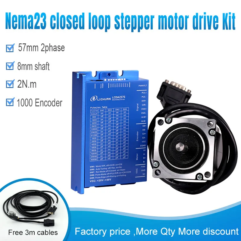 57 Hybrid Closed-loop Stepper Motor Driver 2nm Servo Motor LC57H276+LCDA257S step motor driver closed loop motor 2phase Nema23
57 Hybrid Closed-loop Stepper Motor Driver 2nm Servo Motor LC57H276+LCDA257S step motor driver closed loop motor 2phase Nema23