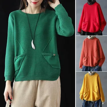 High Women Knit Sweater Long Sleeve Loose Fit Round Neck Pullover Autumn Winter Top DSM
High Women Knit Sweater Long Sleeve Loose Fit Round Neck Pullover Autumn Winter Top DSM