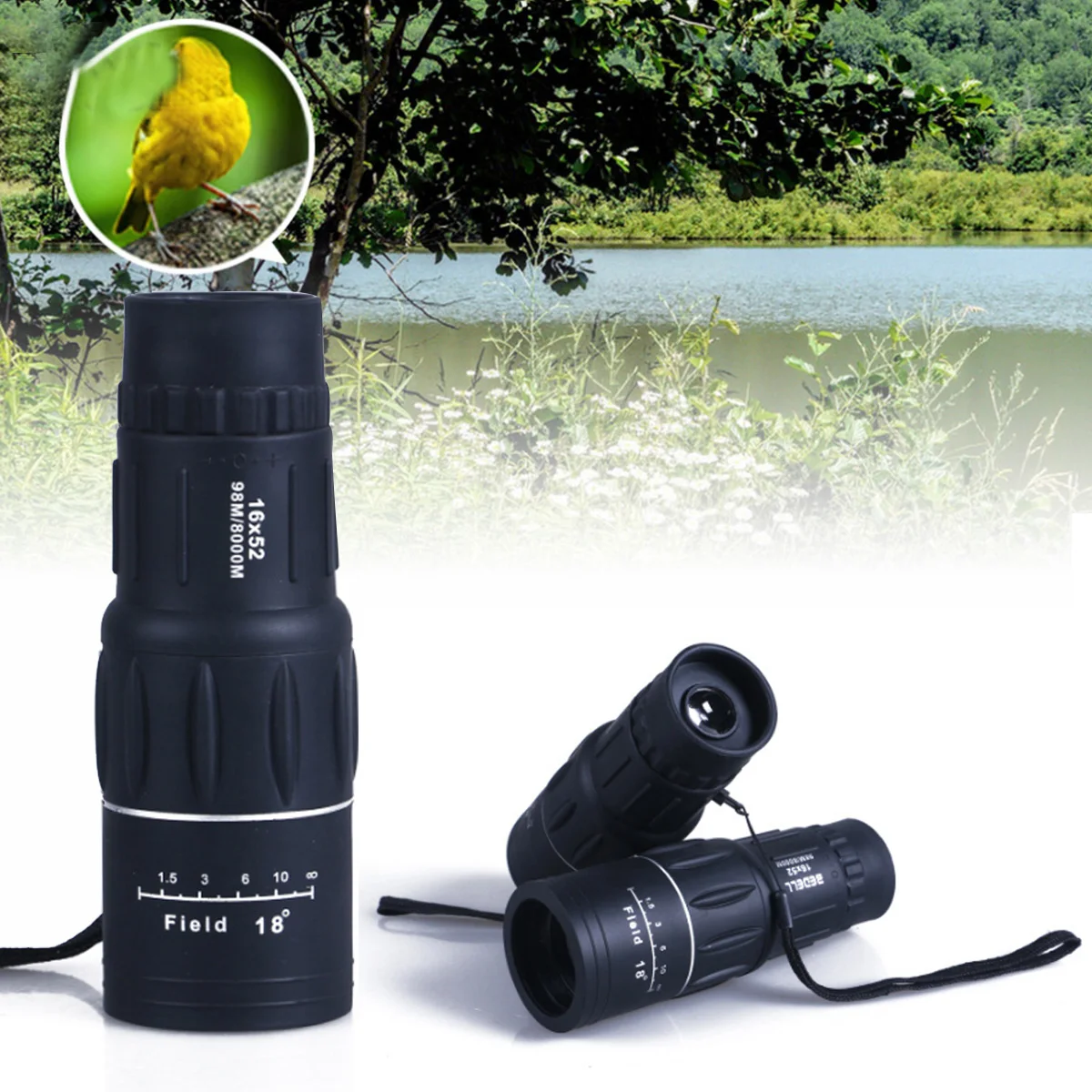16X Monocular 98m/8000m Magnification Black Dual Focus Zoom Optic Lens Armoring Telescope for Hunting Camping
16X Monocular 98m/8000m Magnification Black Dual Focus Zoom Optic Lens Armoring Telescope for Hunting Camping