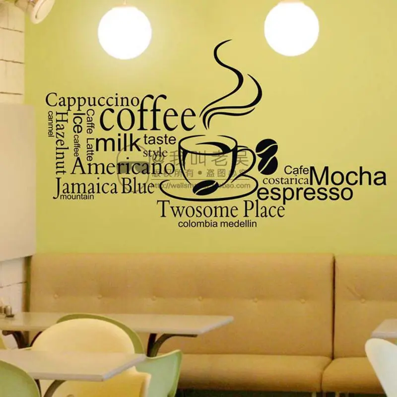 

Coffee Shop Sticker Bean Milk tea Decal Cafe Cup Poster Vinyl Art Wall Decor Mural Decoration Break Bread Coffee Glass Decals