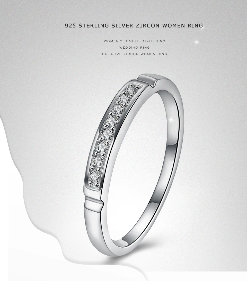 SILVERHOO Sterling Silver 925 Ring Minimalist Cubic Zirconia CZ Wedding Women Rings Simple Fine Jewelry Couple Anniversary Gift SILVERHOO Sterling Silver 925 Ring Minimalist Cubic Zirconia CZ Wedding Women Rings Simple Fine Jewelry Couple Anniversary Gift