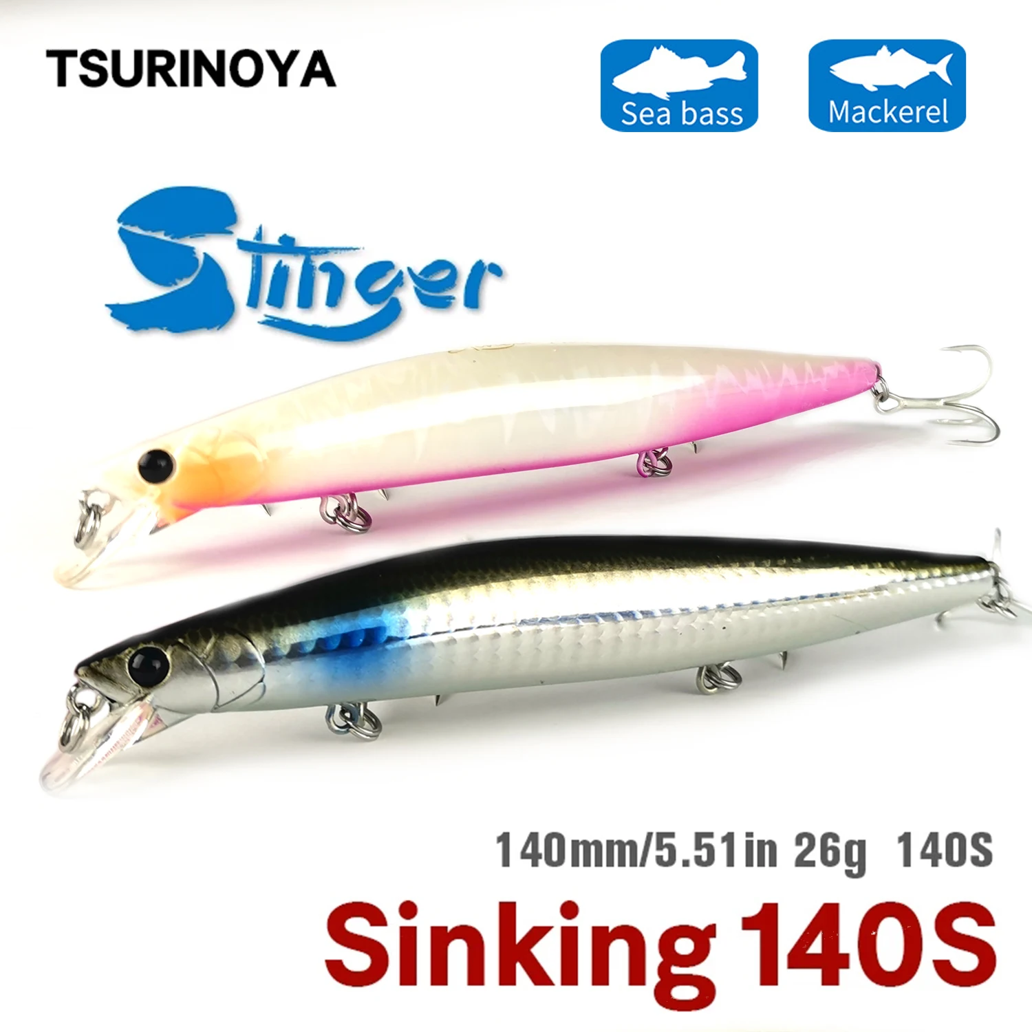 

TSURINOYA Sinking Minnow 140mm 26g DW92 140S Saltwater Long Casting Hard Baits Tungsten Weight Sea Bass Pike Fishing Lure