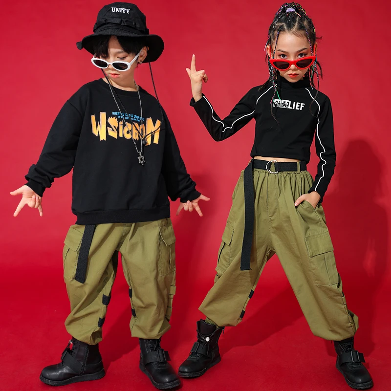 Hip Hop Dance Costumes Kids Girls Long Sleeves Tops Green Cargo Pants Children Jazz Street Dance Performance Rave Clothes BL6862
Hip Hop Dance Costumes Kids Girls Long Sleeves Tops Green Cargo Pants Children Jazz Street Dance Performance Rave Clothes BL6862