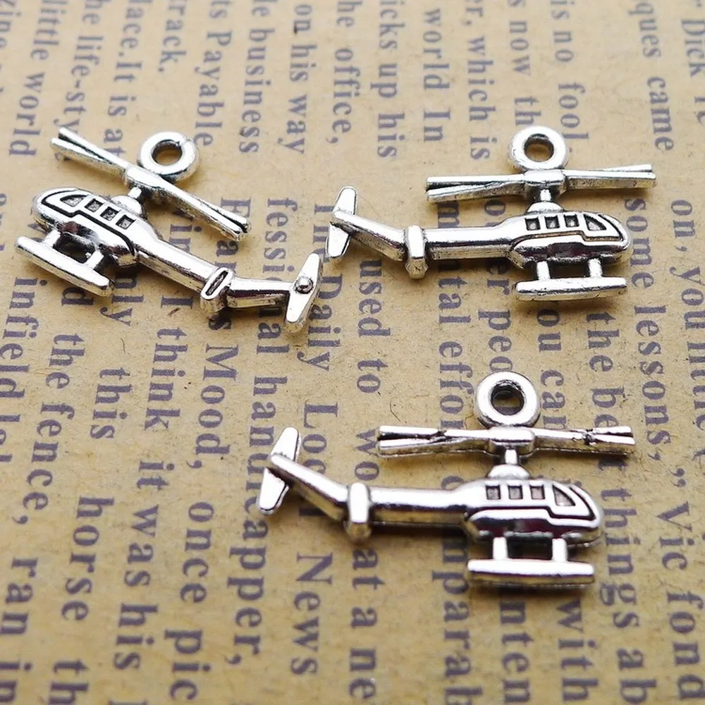 200pcs Helicopter Charms 12mm x 18mm DIY Jewelry Making Pendant antique silver color | Украшения и аксессуары