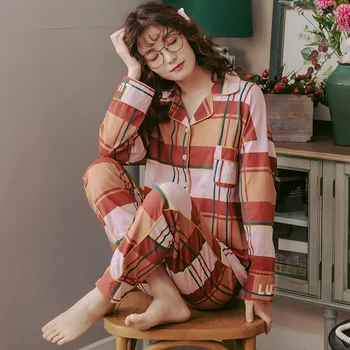 Plaid Print Women Pajamas Sets Autumn Long Sleeve Shirt Cardigan Sleepwear Female Pijamas Mujer Leisure Nightgown Adult Clothes
Plaid Print Women Pajamas Sets Autumn Long Sleeve Shirt Cardigan Sleepwear Female Pijamas Mujer Leisure Nightgown Adult Clothes