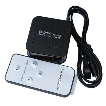 SPDIF TOSLINK 1x3 Digital Fibre Optical Splitters Switch Box One Input Three Output Switchers Audio Adapter With IR
SPDIF TOSLINK 1x3 Digital Fibre Optical Splitters Switch Box One Input Three Output Switchers Audio Adapter With IR