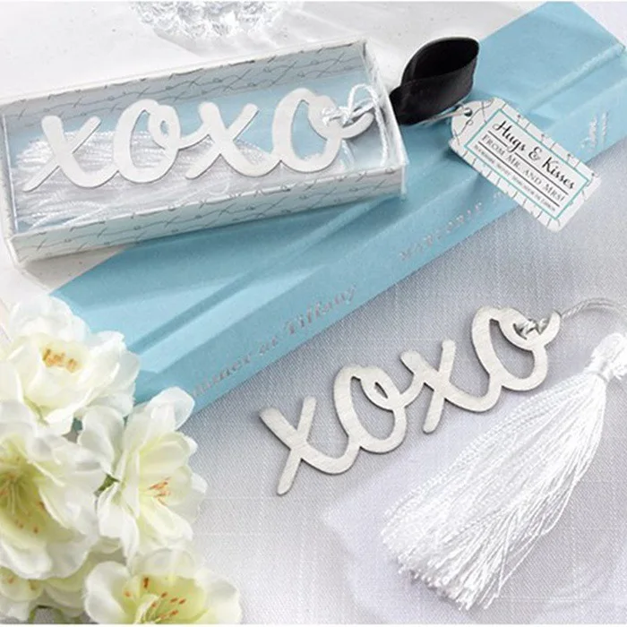 50pcs/lot Xoxo Metal Bookmark WITH Tassels For Personalized Wedding Party Favors and gift Souvenirs Baby Bridal Shower Guests |