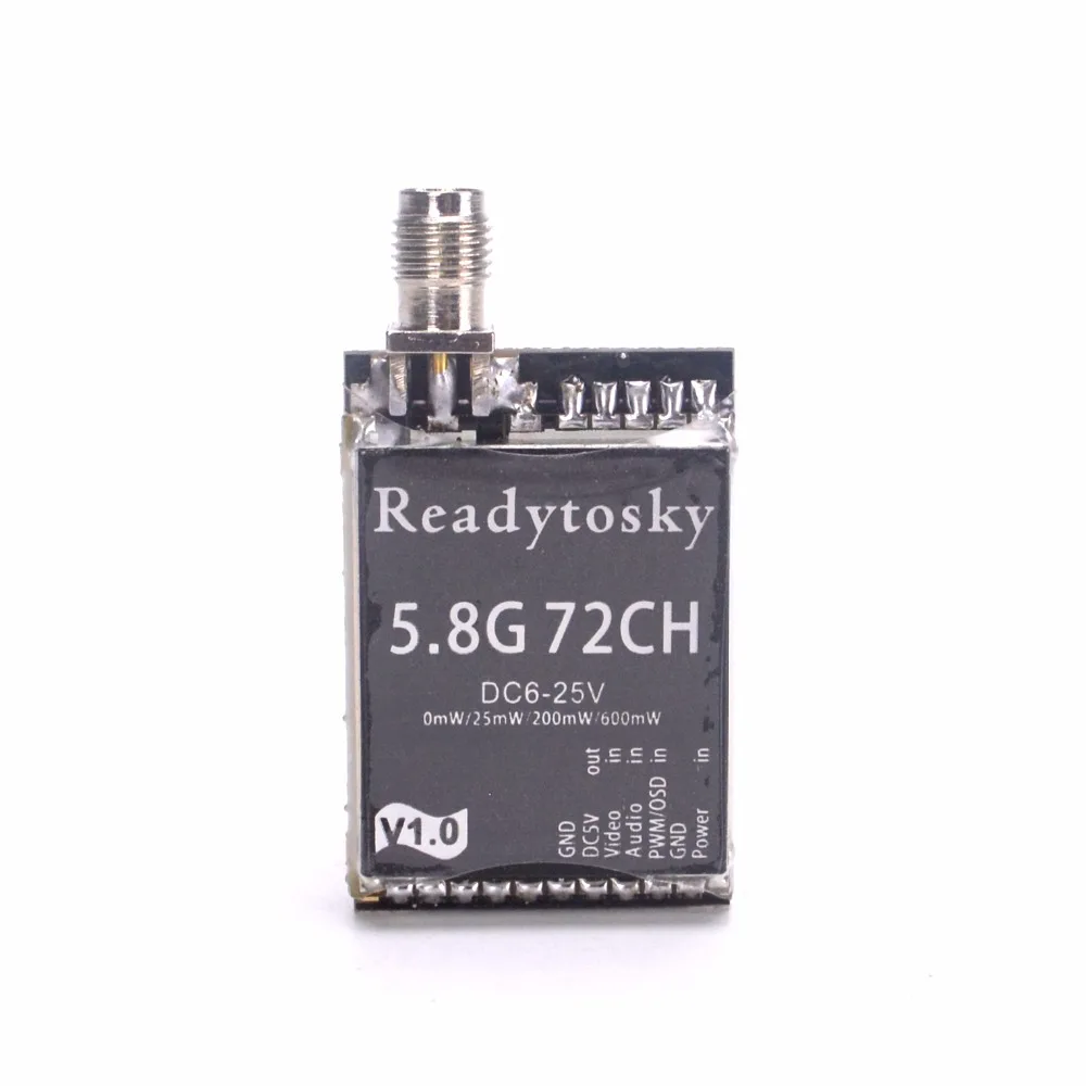 ReadytoSky 5.8Ghz 72CH 25mW 200mW 600mW Switchable FPV AV Transmitter for TX801 Racing Drone
ReadytoSky 5.8Ghz 72CH 25mW 200mW 600mW Switchable FPV AV Transmitter for TX801 Racing Drone
