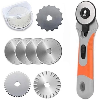 45mm Rotary Cutter 9Pcs, Precise Cutting Rotary Cutter with 8 Replacement Rotary Blades, Safety for Sewing Fabric
45mm Rotary Cutter 9Pcs, Precise Cutting Rotary Cutter with 8 Replacement Rotary Blades, Safety for Sewing Fabric