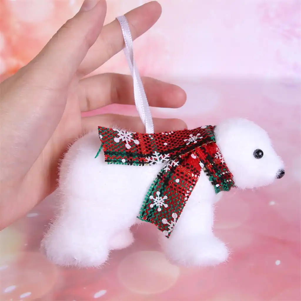 cute plush bear pendant white christmas tree pendant decoration