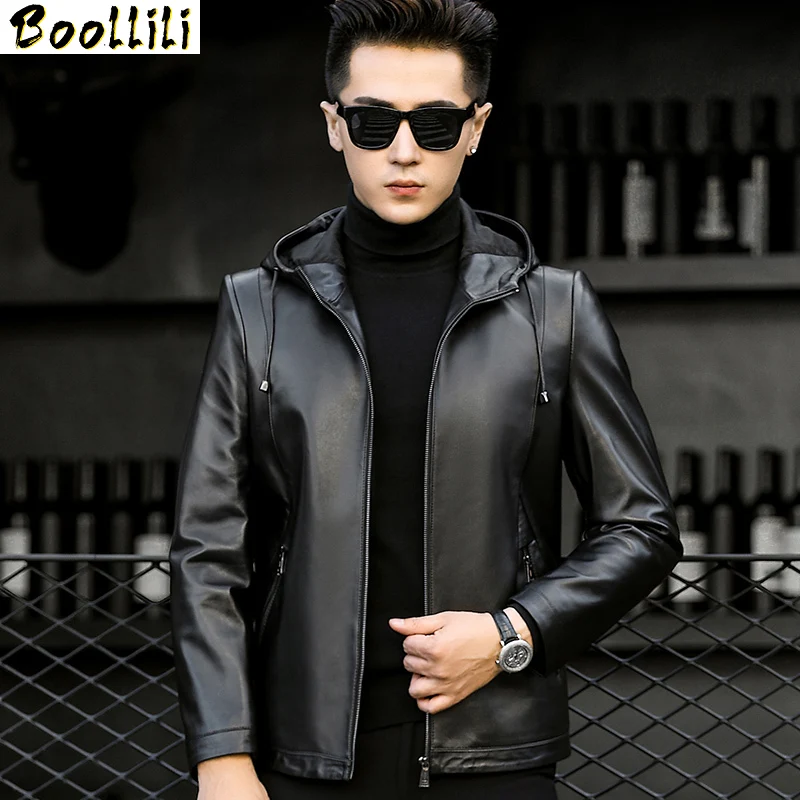 Boollili Real Sheepskin Coat Genuine Leather Jacket Hooded Spring Autumn Short Motorcycle Jacket Leather Coat
Boollili Real Sheepskin Coat Genuine Leather Jacket Hooded Spring Autumn Short Motorcycle Jacket Leather Coat