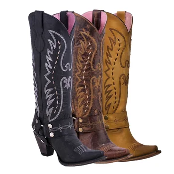 New Vintage Fashion Women's Vagabond Harness Western Boots Leather Embroidery Cowgirl Snip Toe Knight Boots Woman Large Size
New Vintage Fashion Women's Vagabond Harness Western Boots Leather Embroidery Cowgirl Snip Toe Knight Boots Woman Large Size
