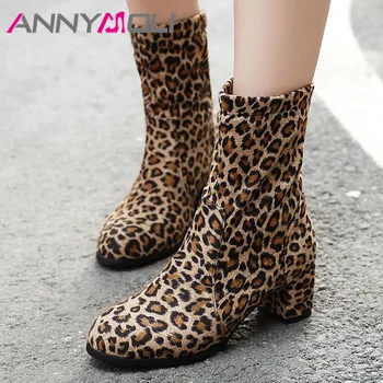 ANNYMOLI High Heel Short Boots Woman Chunky Heel Shoes Leopard Mid Calf Boots Round Toe Female Footwear Autumn Winter Black 43
ANNYMOLI High Heel Short Boots Woman Chunky Heel Shoes Leopard Mid Calf Boots Round Toe Female Footwear Autumn Winter Black 43