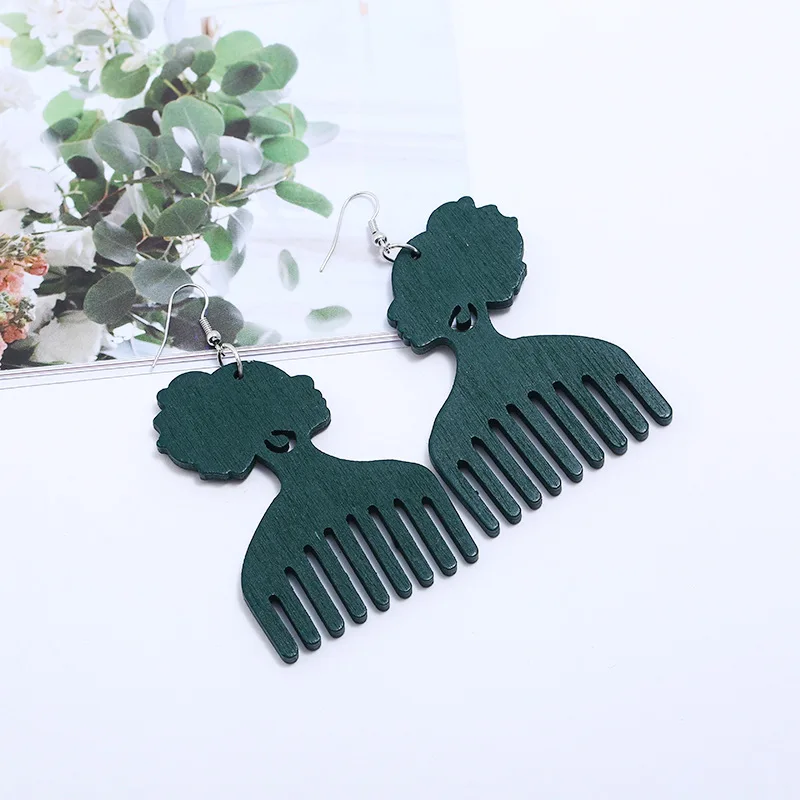 Wholesale Price African Comb Wood Earrings , Afro Women Pick Gift Wooden Jewelry 8 Wholesale Price African Comb Wood Earrings , Afro Women Pick Gift Wooden Jewelry