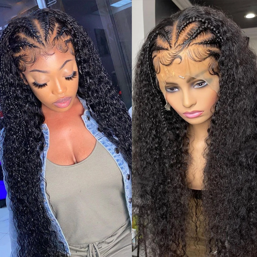 Goddess Braids 13x4 HD Lace Frontal Wig Braided Half Up Down Hair Black Women 250 Density Hairstyles | Шиньоны и парики
