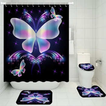 4PCS/Set Butterfly Print Shower Accessory Set Non-Slip Bathroom Rugs Bath Mat Set Toilet Lid Cover Shower Curtain Set
4PCS/Set Butterfly Print Shower Accessory Set Non-Slip Bathroom Rugs Bath Mat Set Toilet Lid Cover Shower Curtain Set