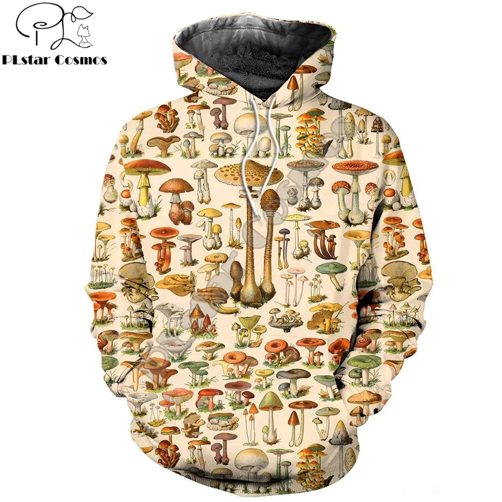 

2019 New Vintage Fashion Mens hoodies 3D All Over Printed Mushrooms Hoodies/Sweatshirt Harajuku streetwear sudadera hombre