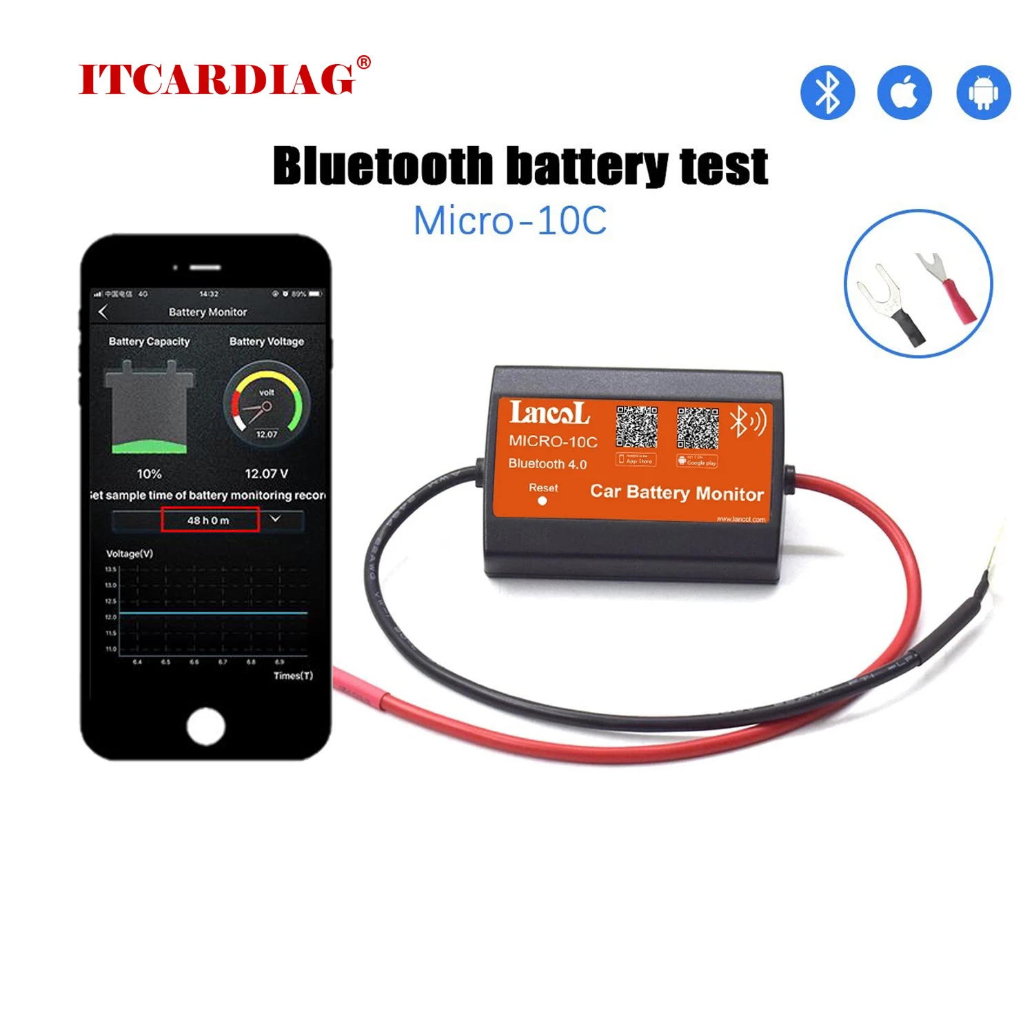 Battery Monitor Bluetooth MICRO-10 Bluetooth 4.0 12V Car Battery Tester Car Voltmetery Monitoring Tester For Cars Motorcycle
Battery Monitor Bluetooth MICRO-10 Bluetooth 4.0 12V Car Battery Tester Car Voltmetery Monitoring Tester For Cars Motorcycle