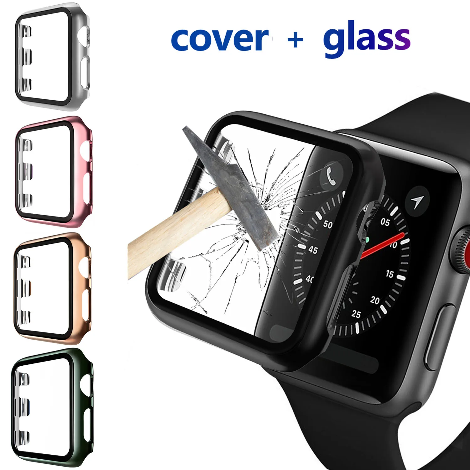 Защитный чехол для Apple Watch 5 4 3 2 iWatch Band 42 мм 38 44 40 закаленное стекло защита экрана