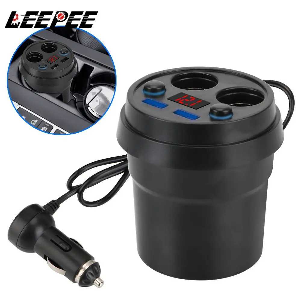 

Car Charger 2 USB DC/5V 3.1A Cup Power Socket Adapter Cigarette Lighter Splitter Mobile Phone Chargers With Voltage LED Display
