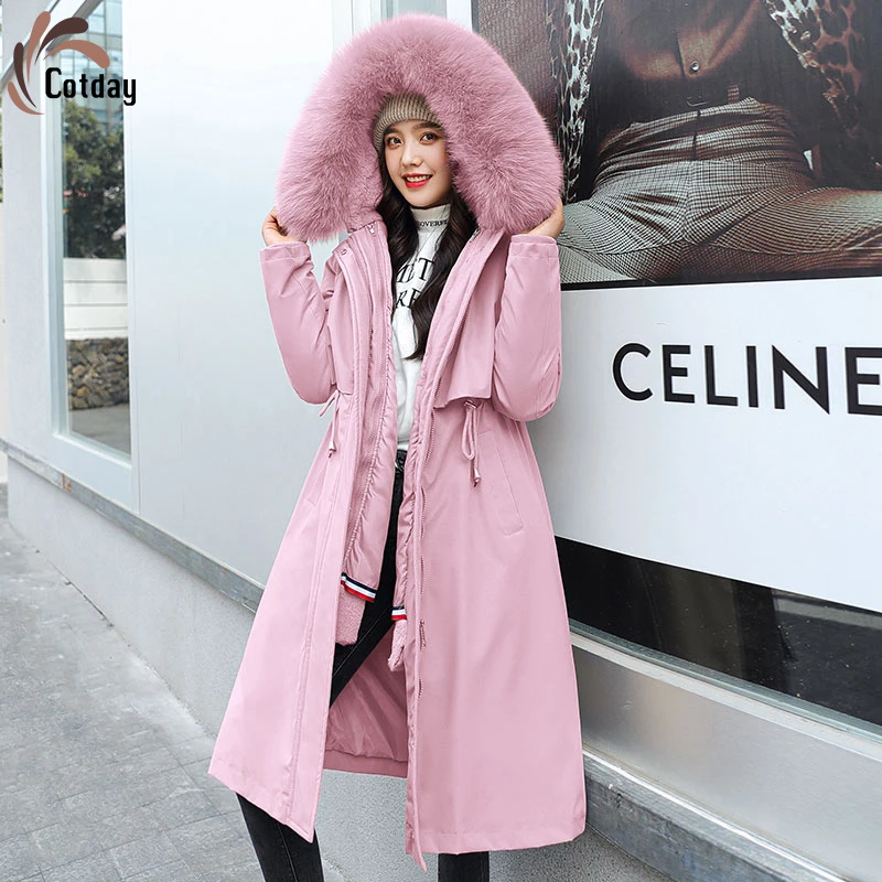 Cotday Cotton Long With Hooded Fur Cotton Liner Wide-waisted Pink 2020 Hot Sale Casual Liner Winter Warm Women Parka Coat
Cotday Cotton Long With Hooded Fur Cotton Liner Wide-waisted Pink 2020 Hot Sale Casual Liner Winter Warm Women Parka Coat