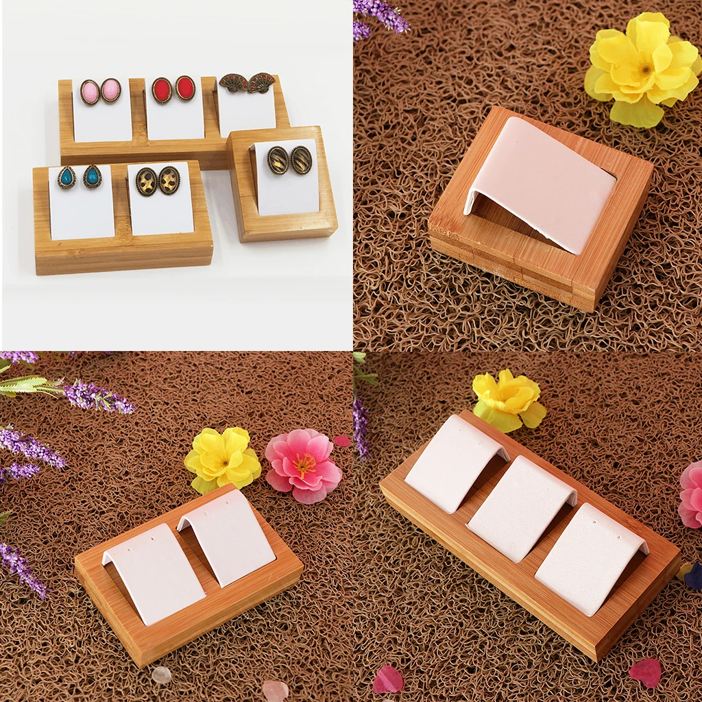Handmade Natural Bamboo Wooden Earring Ear Stud Display Tray Box 1/2/3 Slot Handmade Natural Bamboo Wooden Earring Ear Stud Display Tray Box 1/2/3 Slot