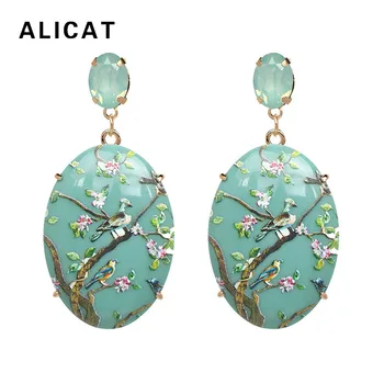 Fashion Trendy Earrings Bohemian Vintage Big Stone Oval Flower Birds Print Earring Jewelry For Women Accessories Holiday Gift
Fashion Trendy Earrings Bohemian Vintage Big Stone Oval Flower Birds Print Earring Jewelry For Women Accessories Holiday Gift