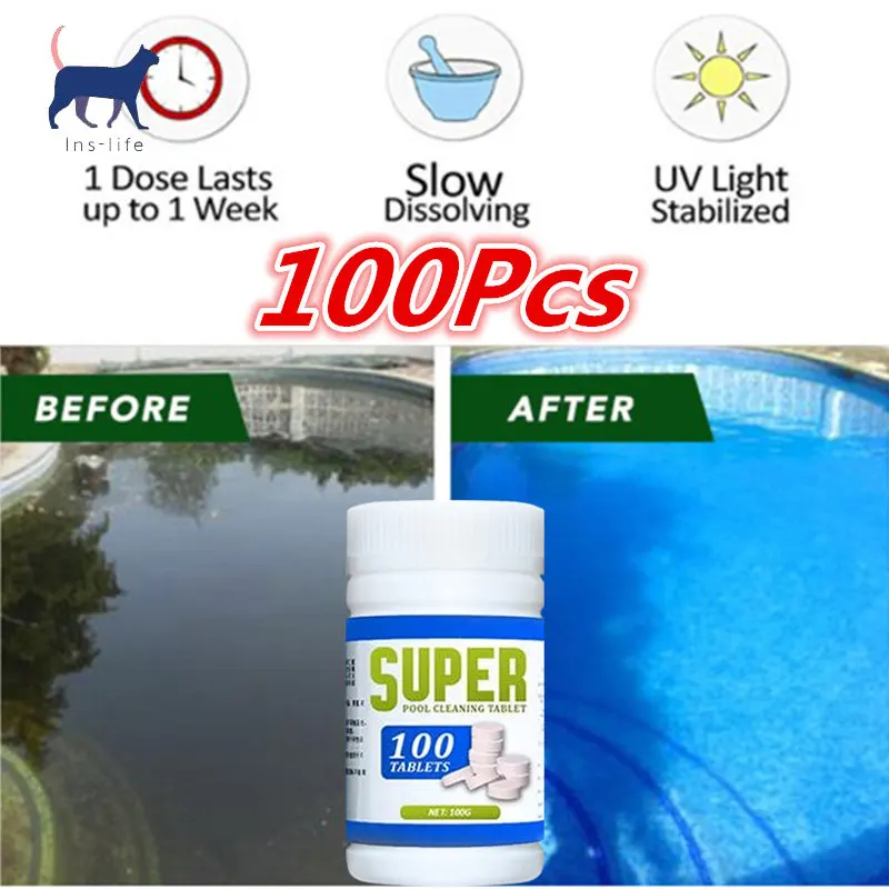 100Pcs/Bottle Pool Cleaning Effervescent Chlorine Tablets Cage Disinfectant Swimming Pool Clarifier Multifunctional Cleaner
100Pcs/Bottle Pool Cleaning Effervescent Chlorine Tablets Cage Disinfectant Swimming Pool Clarifier Multifunctional Cleaner
