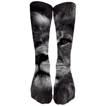 

KYKU Lion Socks Men Animal Socks Animal Anime Stocking Printed Black Funny Print Cartoon Sock 3d Ladies socks Casual Hip Hop