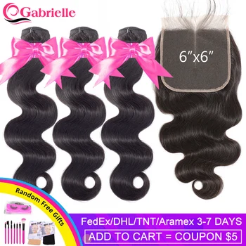 Gabrielle Hair Brazilian Body Wave Bundles with 6x6 Lace Closure Double Weft Remy Human Hair Extensions 6x6 Closure and Bundles
Gabrielle Hair Brazilian Body Wave Bundles with 6x6 Lace Closure Double Weft Remy Human Hair Extensions 6x6 Closure and Bundles