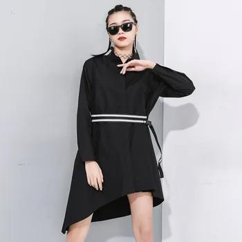 2020 Women Spring New Personality Lapel Long Sleeve Shirt Dress Casual Loose Solid Color Bandage Ireegular Mini Dress Big Size
2020 Women Spring New Personality Lapel Long Sleeve Shirt Dress Casual Loose Solid Color Bandage Ireegular Mini Dress Big Size