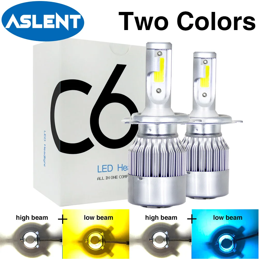2pcs C6 LED H4 Two color 6500K+3000k 6500K+8000K blue white 9003 HB2 Hi/Lo Turbo LED Blub light Car Headlight Auto Headlamp
2pcs C6 LED H4 Two color 6500K+3000k 6500K+8000K blue white 9003 HB2 Hi/Lo Turbo LED Blub light Car Headlight Auto Headlamp