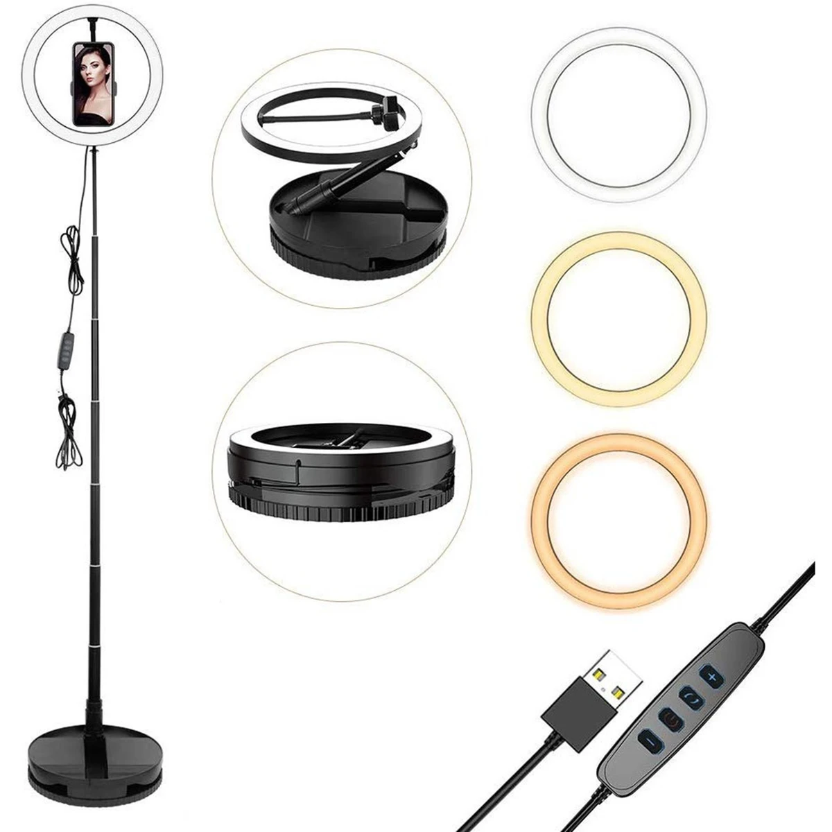 

10 Inch Selfie Ring Light LED Ring Light Easy Setup Folding Dimmable Ring Fill Lights With Phone Clip 10 Level Brightness