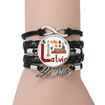 Latvia National symbol Landmark Pattern Bracelet Love Black Twisted Leather Rope Wristband
Latvia National symbol Landmark Pattern Bracelet Love Black Twisted Leather Rope Wristband